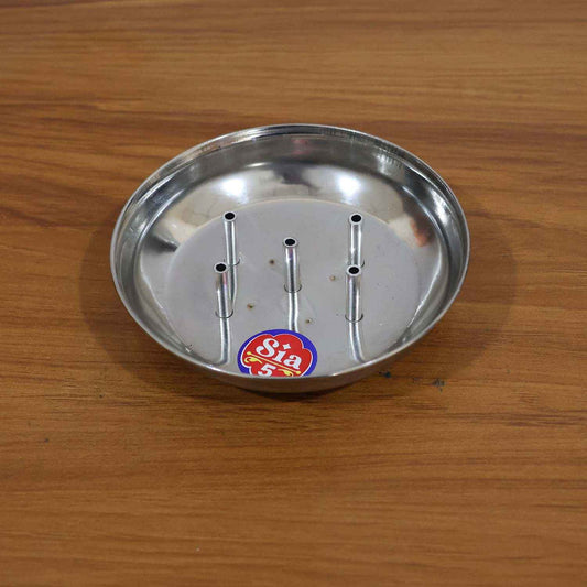 Stainless Steel Lotus Agarbatti Stand With Triple Stick Holder (1 Pc)