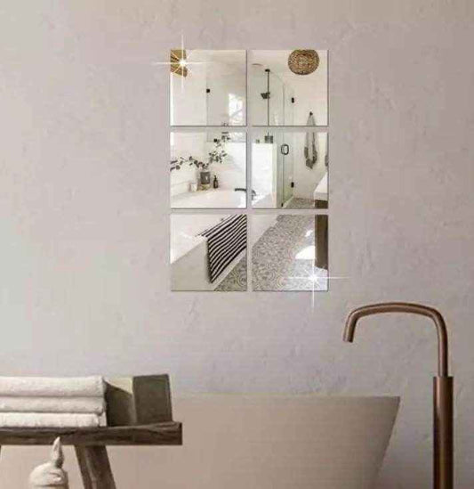 4 Big Square Silver 3D Acrylic Mirror Wall Sticker - Best Deals at BeSh Deals®