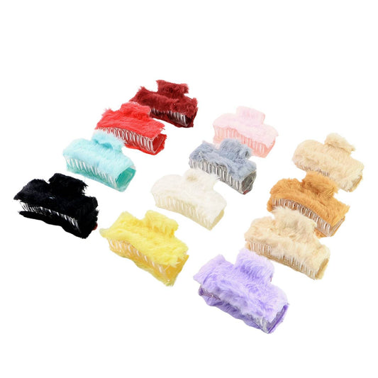 Soft Velvet Furry Hair Clutcher Clips Set (12 Pc) - Best Deals at BeSh Deals®
