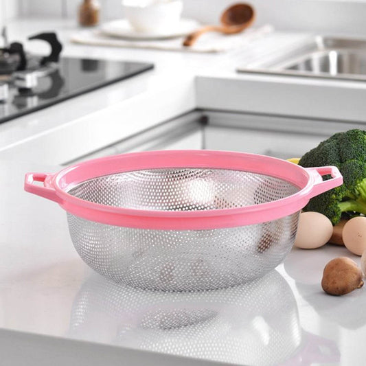 7147 Big Stainless Steel Colander With Handle Large Metal Mesh Basket Strainer For Pasta Spaghetti Berry Veggies Fruits Kitchen Food Colander Dishwasher Safe (1 Pc ) - Best Deals at BeSh Deals®