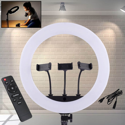 18 Inch Led Ring Light With 3 Colour Modes 3 Mobile Holders Remote Control (1 Set) - Best Deals at BeSh Deals®