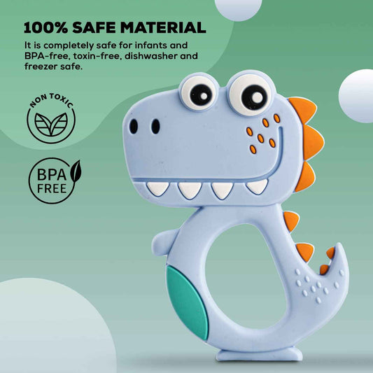 Silicone Dinosaur Teether For Baby (1 Pc Mix Design Color)