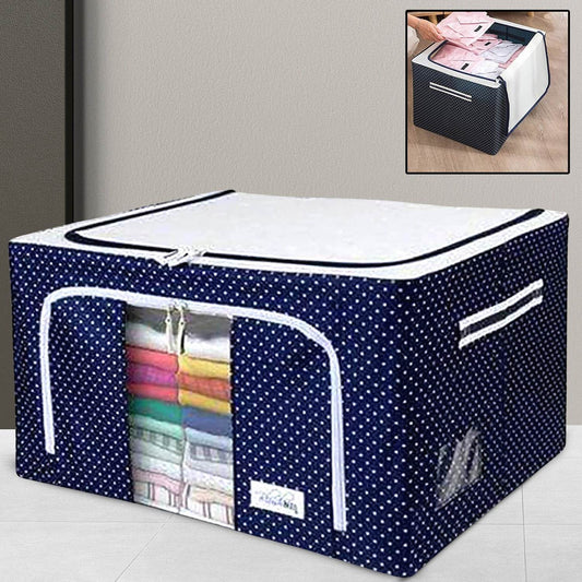 17641 Foldable Steel Frame Clothes Living Storage Organizer Handled Bag Box For Large Size Bedding Blankets Women Saree Toys Cloth Storage Box Bag (66 Liter) - Best Deals at BeSh Deals®