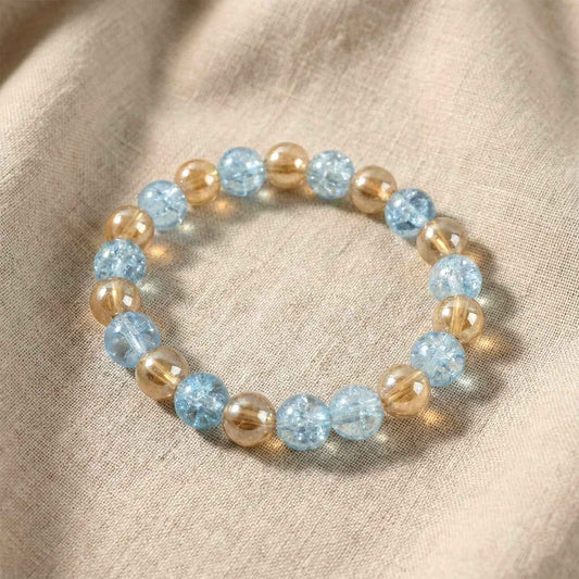 Elegant Dual-tone Crystal Beaded Stretch Bracelet (1 Pc)
