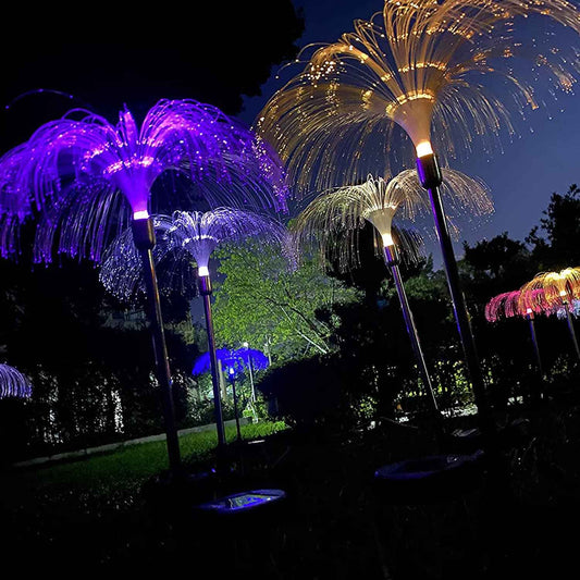 6616 2pcs Garden Solar Outdoor Lights Decorative 7 Colors Changing Rgb Light Waterproof Flower Jellyfish Firework Decor For Garden Patio Landscape Pathway Yard Holiday Decor