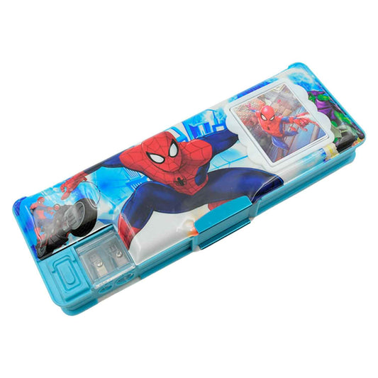 4260 Art Stationery Cartoon Multi-functional Geometry Box For Boys With Inbuilt Calculator 2 Sides Open And Double Sharpener Stationery Kit Pencil Box For Boys Art Plastic Pencil Box For Girls And Boys