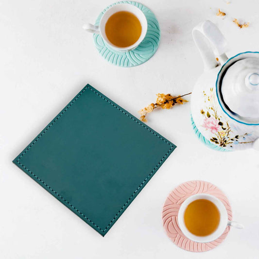 Square Tea Coaster - Dining Table Decor Accessories - Coaster For Dining Table For Hot Pots Coasters For Cups Durable And Long-lasting Leather Coffee Table For Home Or Office Use (1 Pc 4 Pc)