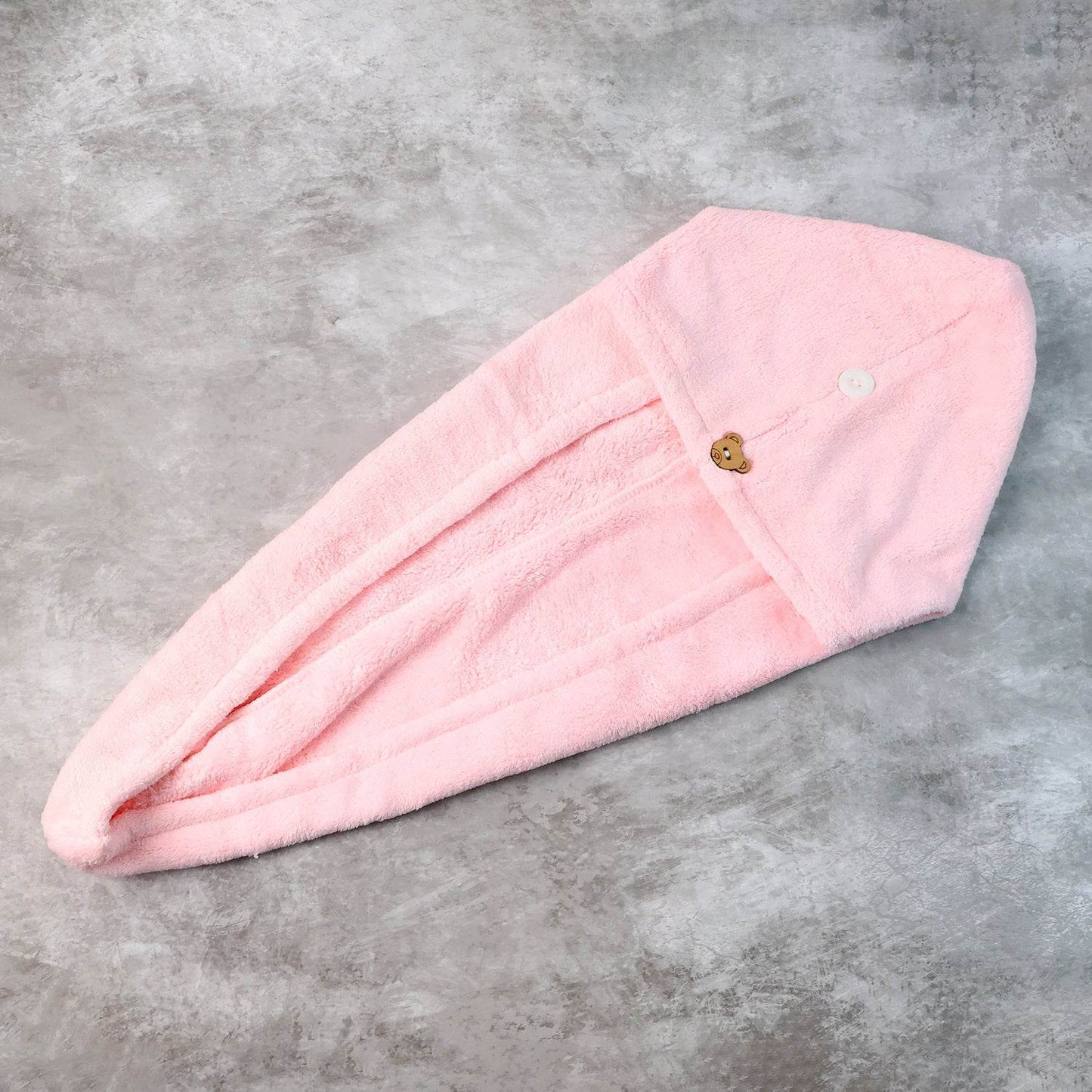 Soft Microfiber Hair Drying Towel Wrap With Cute Teddy Bear Button (1 Pc) - Best Deals at BeSh Deals®