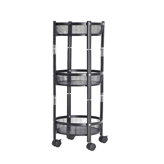 3-layer Round Metal Mesh Utility Storage Trolley With Wheels - Best Deals at BeSh Deals®
