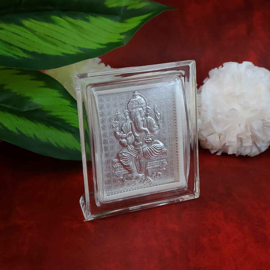 Embossed Silver-plated Lord Ganesha Photo Frame (1 Pc)