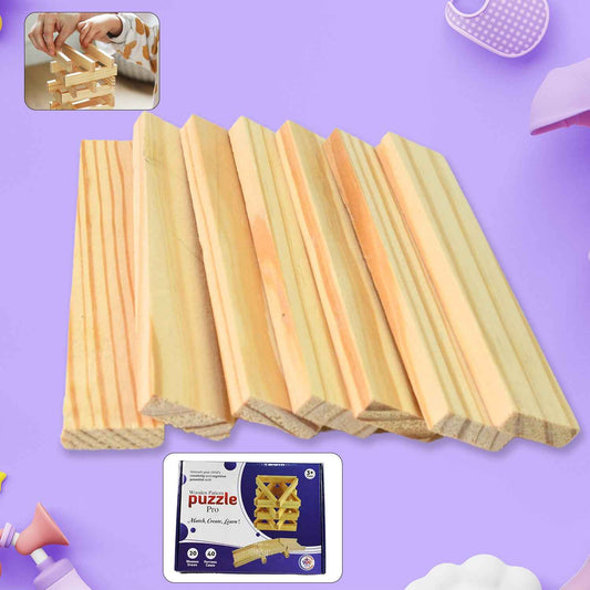 Wooden Pattern Brain Puzzles 20 Pcs Wooden Strips 40 Pattern Cards (1 Set)