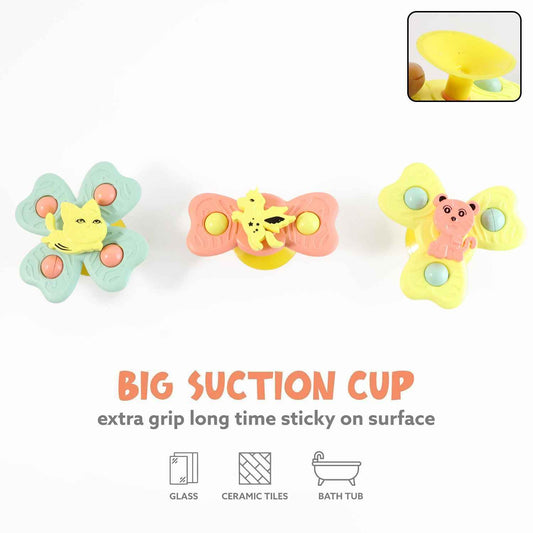 Buzzy Baby Spinner Toy Set Suction Cup Spinning Toys (3 Pc Set)