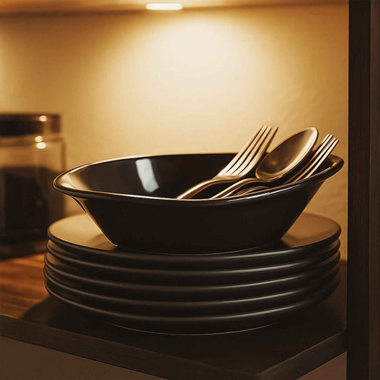 Plastic Marin Serving Bowl Elegant Oval Deep Bowl (1 Pc Balck)
