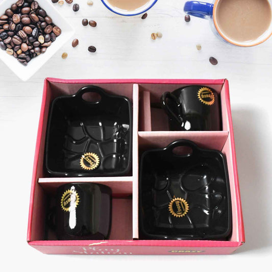 8229 Play Station Ceramic Tea Cups Mug Set With Handle Serving Bowl Milk Cup Coffee Cup Tea Cup Breakfast Cup Drinking Mug Or Outdoor For Household Gift For Birthday Wedding Party (4 Pcs Set)