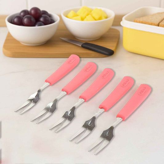 Premium Stainless Steel Fruit Fork Set 10 Pieces With Soft Non-slip Handle