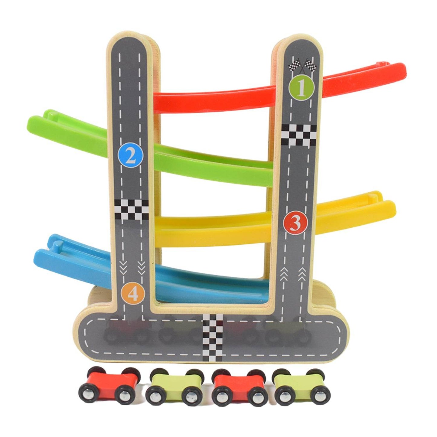 Car Racer Track Play Set Wooden Click Clack Toys With 4 Mini Racers (1 Set) - Best Deals at BeSh Deals®