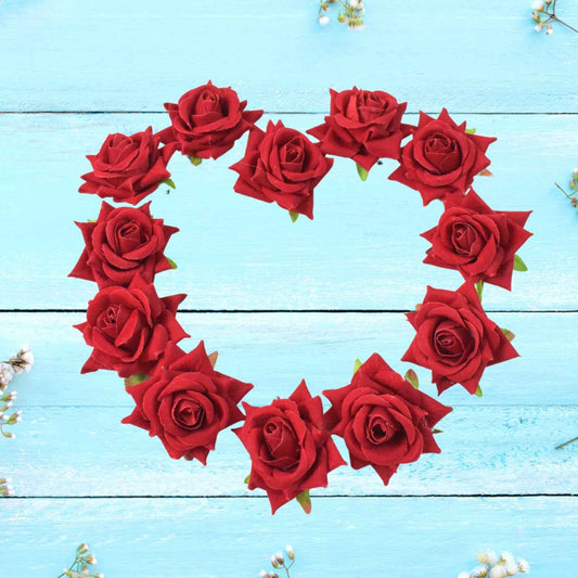 Flower Rose Hair Pin Clip Velvet Flower Design (12 Pcs Set)