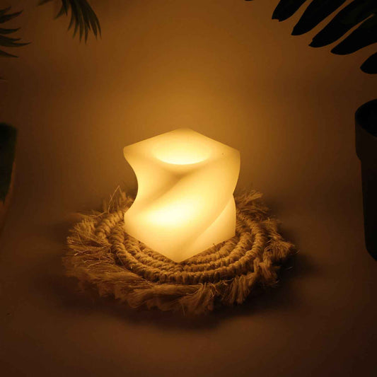 Set Of 12 Led Flameless Decorative Candles Square Shape Tealight Lamps