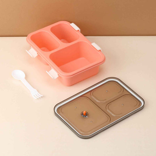 5627 Plastic Lunch Box For Kids Lunch Box For Kids 3 Compartment Insulated Lunch Box Tiffin Box For Boys Girls School Office Men (3 Compartment Lunch Box)