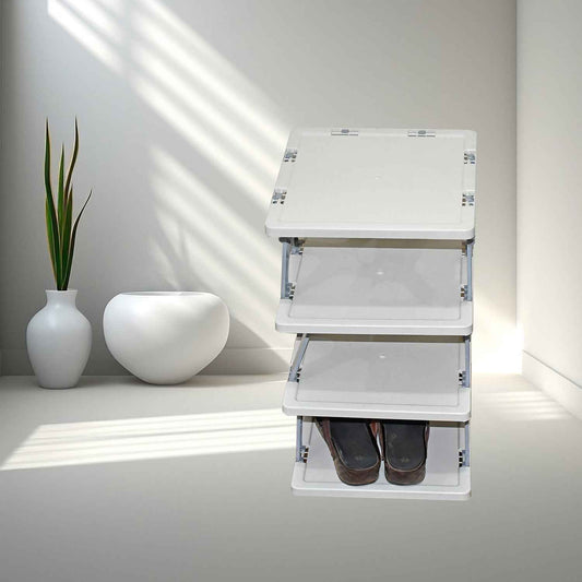 Smart Shoe Rack Shoes Stand Multifunctional Entryway Foldable Collapsible Door Shoe Rack Free Standing Heavy Duty Plastic Shoe Shelf Storage Organizer Narrow Footwear Home (1 Pc 4 Layer 6 Layer 8 Layer)
