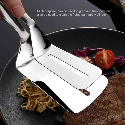 2918 Multifunction Cooking Serving Turner Frying Food Tong. Stainless Steel Steak Clip Clamp Bbq Kitchen Tong.