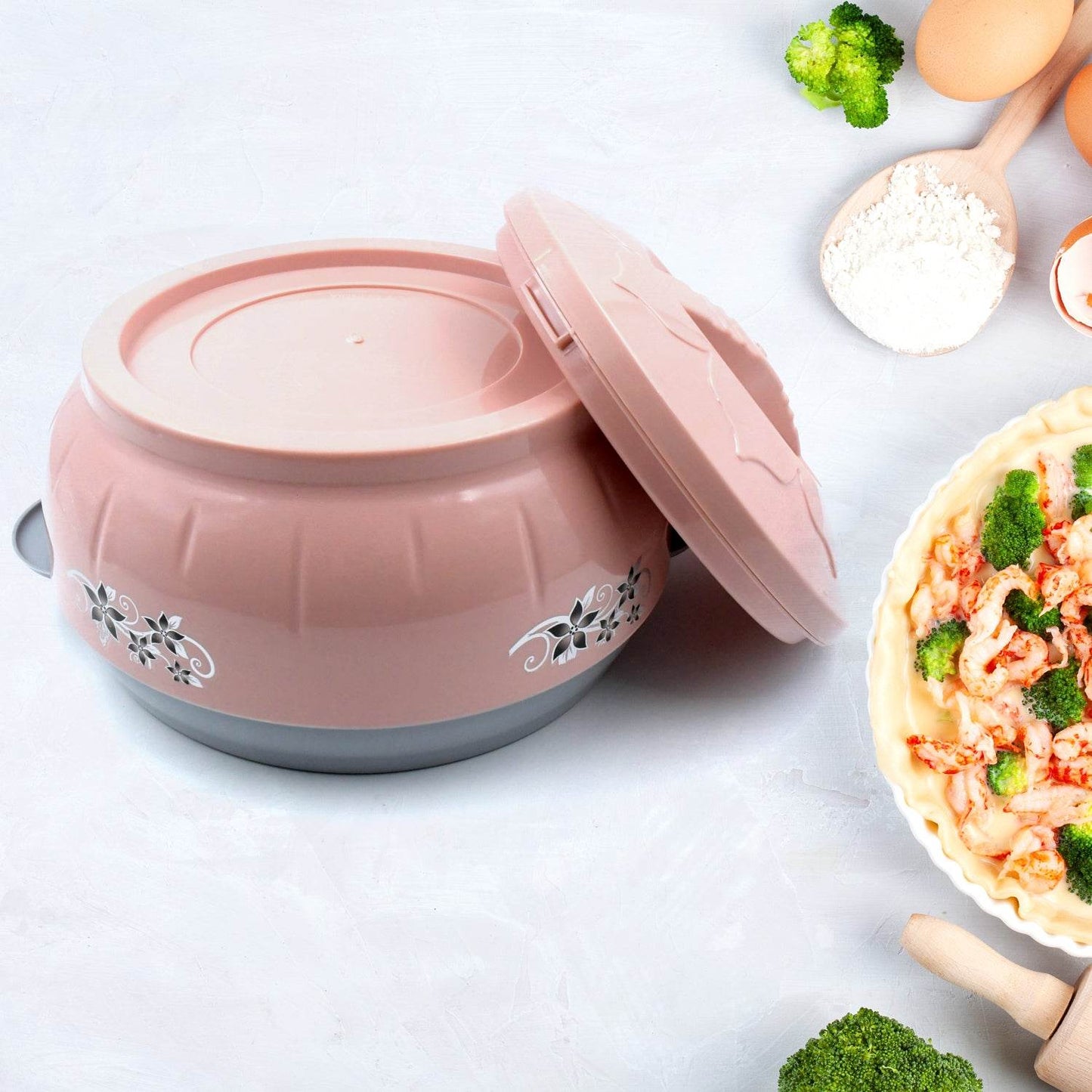 5788 High Quality Steel Casserole Box For Food Searving Inner Steel Insulated Casserole Hot Pot Flowers Printed Chapati Box For Roti Kitchen (Approx 4500 Ml) - Best Deals at BeSh Deals®