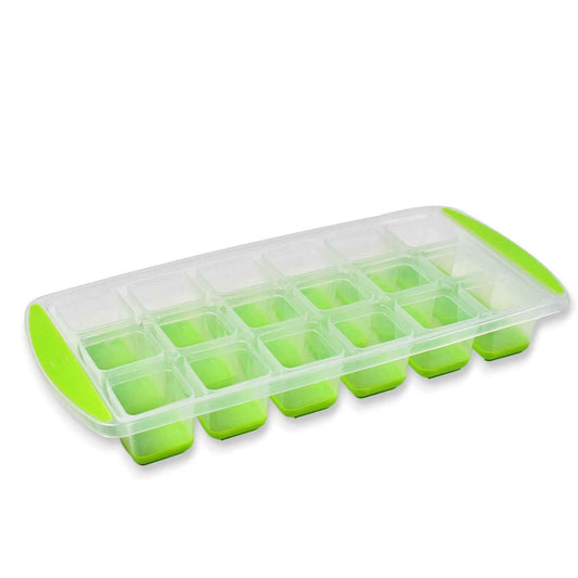 7169 18 Cavity Pop Up Ice Cube Tray Easy Release Flexible Silicone Bottom Ice Tray Stackable Ice Tray 100 Bpa Free Food Grade For Freezer