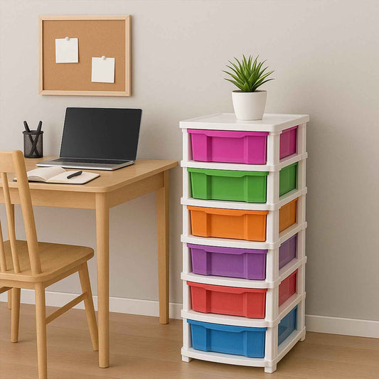 6 Layer Multi Colored Plastic Storage Drawer Cabinet - BeSh Deals