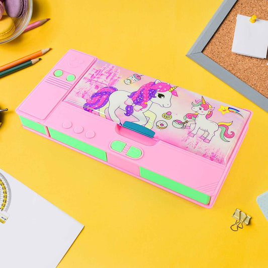 Multipurpose Gadget Jumbo Pencil Box Compass With Calculator Jumbo 2 Side Slot Geometry Box Compass Use School Traveling Studio - BeSh Deals