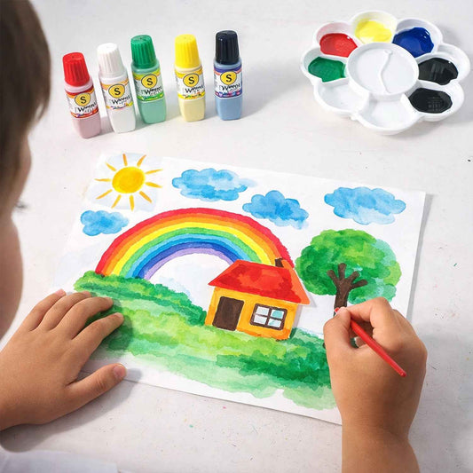 Kids Water Colour Painting Set With Brush Mixing Palette (1 Set)