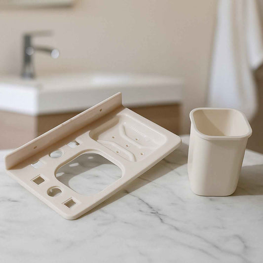 3in1 Wall Mounted Multi-compartment Toothbrush Soap Holder With Cup (1 Pc)