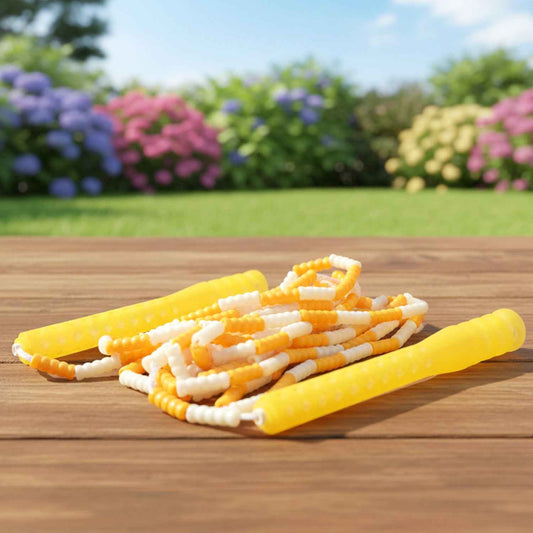 Yellow White Beaded Skipping Jump Rope (1 Set)