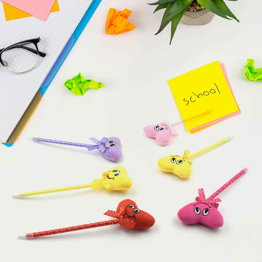 4292 Cute Cartoon Shape Heart Design Facy Writting Pen Attached Rattle Ball Pen Smooth Writing For Wedding Events Multiuse Pen Best Pen L Use For Kids (12 Pcs Set Mix Design Color)