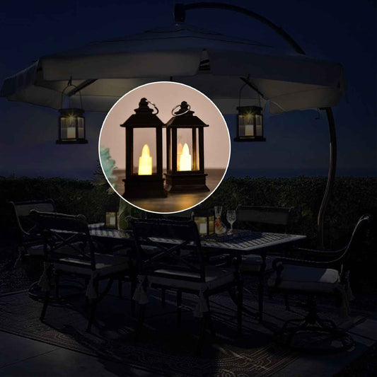 6555 Classic Style Lantern With Artificial Rustic Battery-operated Flameless Candle Light For Home Decoration - Good For Indoor Outdoor Use (Pack Of 24)