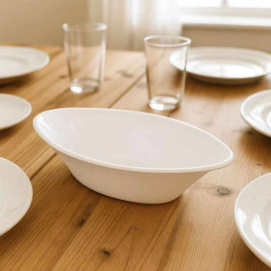 Plastic Marin Serving Bowl Elegant Oval Deep Bowl (1 Pc White)