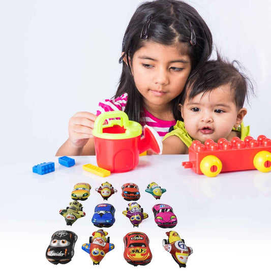 Mini Pull Back Car Aeroplane Pvc Plastic Pull Back Car Cartoon Toys (12 Pcs Set)