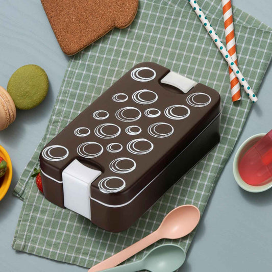 5330 Airtight Lunch Box 2 Compartment Lunch Box Leak Proof Food Grade Material Lunch Box Modern Appearance Compact Lunch Box With Spoon
