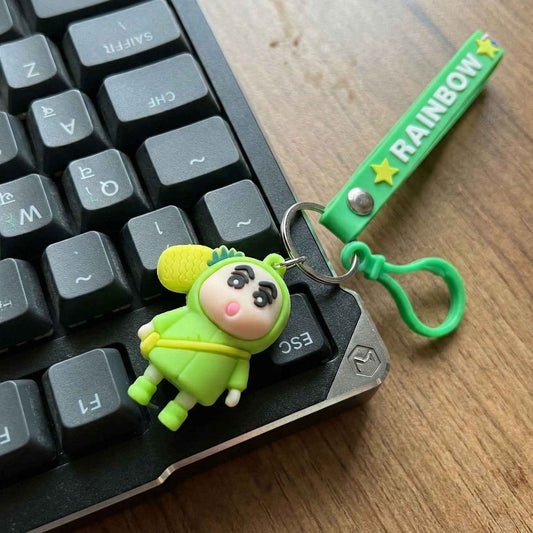 Cute Cartoon Doll Keychain With Strap And Pineapple Charm (1 Pc)