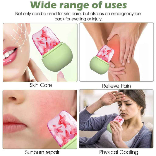 7234 Ice Roller For Face Massage Eye Anti-leak Silicone Ice Face Roller Ice Mould With Cleansing Brush Ice Facial Roller For Eliminate Edema Calm Skin Shrink Pore Women Skin Care