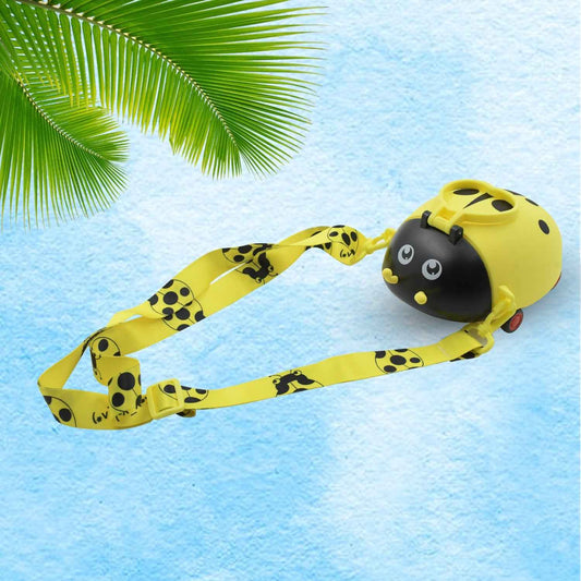 8822 Cute Plastic Bug Shape Water Bottle With Adjustable Shoulder Strap 4 Wheel Straw Portable Drinking Cup Water Bottle For Kids Water Bottle Return Gift For Kids Water Bottle With Straw School Kinds Water Bottle (1 Pc)