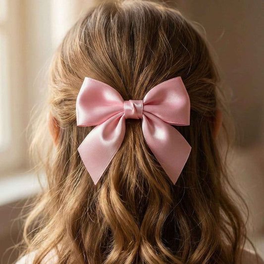 Elegant Satin Hair Bow Clip For Girls Women (1 Pc)