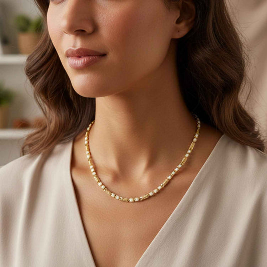 Gold-tone Designer Chain Necklace (1 Pc)