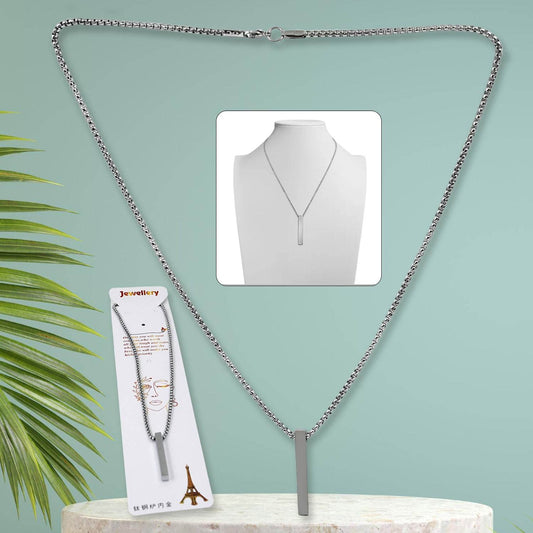 Stainless Steel Plain Stick Shape Locket With Chain (1 Pc) - Best Deals at BeSh Deals®