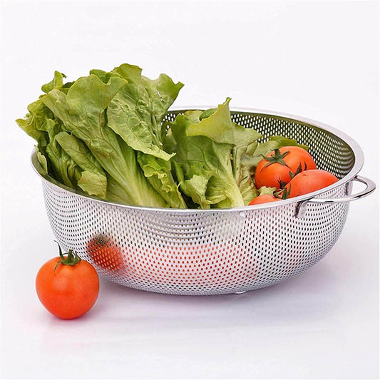 5754 Stainless Steel Colander With Handle Large Metal Mesh Basket Strainer For Pasta Spaghetti Berry Veggies Fruits Kitchen Food Colander Dishwasher Safe (1 Pc 25.5 Cm) - Best Deals at BeSh Deals®