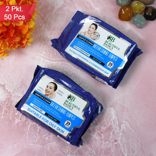 Beautiful Basics Normal Oily Skin Face Wipes (2 Pkts X 50 Pcs Wipes) - Best Deals at BeSh Deals®