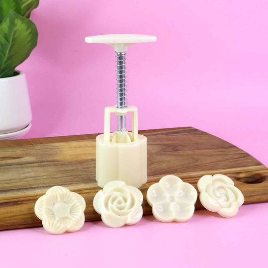 Mooncake Press Mold With 4 Stamps Set