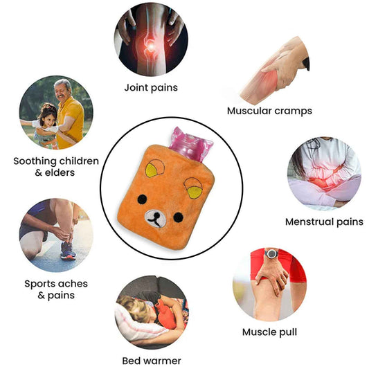 Orange Panda Small Hot Water Bag With Cover For Pain Relief Neck Shoulder Pain And Hand Feet Warmer Menstrual Cramps. - BeSh Deals