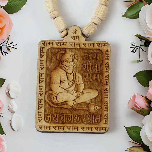 Premium Wooden Hanuman Pendant Mala (1 Pc) - BeSh Deals