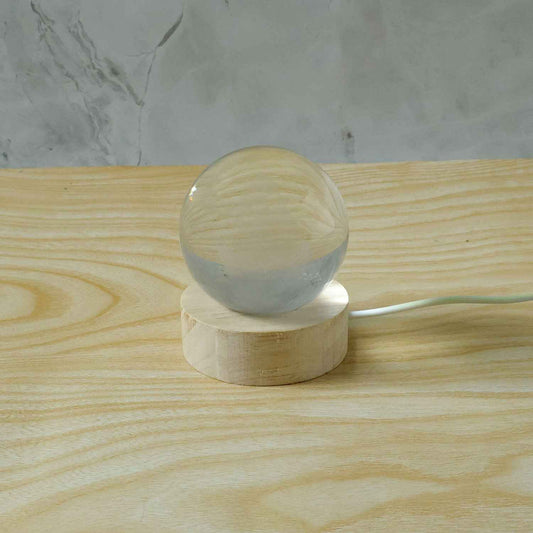 3d Crystal Lakshmi Ball Led Night Lamp With Wooden Base