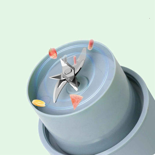 Portable Electric Juicer With Handle Straw Usb Rechargeable 6 Stainless Steel Blades (500 Ml)